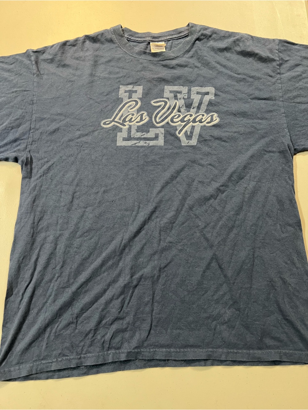 Las Vegas Graphic T-Shirt Navy Blue Gildan Ultra Cotton Size XL